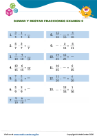 Sumar Y Restar Fracciones Examen 2