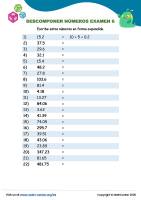 Descomponer Números Examen 6