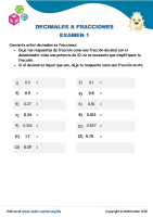 Decimales A Fracciones Examen 1