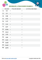 Decimales A Fracciones Examen 2
