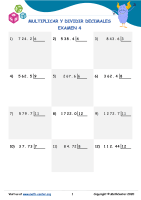 Multiplicar Y Dividir Decimales Examen 4