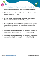 Problemas De Multiplicación Examen 8