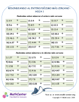 Redondeando Al Entero Más Cercano/Décima Hoja 1