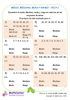 hojas de trabajo media mediana moda