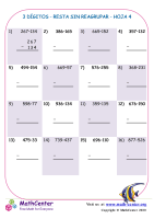 3 Dígito - Resta Sin Reagrupar - Hoja 4