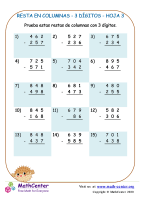 Resta En Columna 3-Dígitos Hoja 3