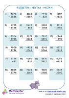 4 Dígito - Resta - Hoja 4