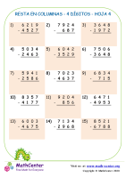 Resta En Columna 4-Dígitos Hoja 4