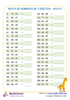 Restando Números De 2 Dígitos Hoja 2