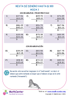 Resta De Dinero Hasta $100 Hoja 1
