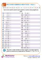 Restando Números Negativos Hoja 1