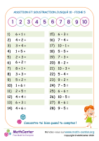 Addition et soustraction à 10 fiche 5