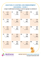 Addition à 2 chiffres avec regroupement (dizaines) - fiche 2