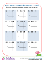 Addition de colonnes à 2 chiffres fiche 5