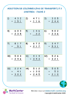 Addition de colonnes (pas de transfert) à 3 chiffres fiche 2