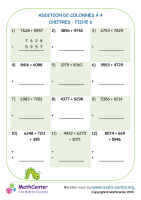 Addition de colonnes à 4 chiffres fiche 6