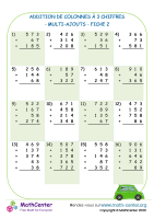Addition de colonnes à 3 chiffres - ajouts multiples - fiche 2