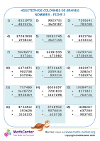 Addition de colonnes de grands nombres fiche 2