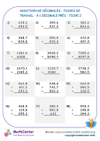 Addition de décimales fiches de travail à 1 décimale près fiche 2