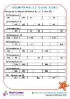 Décompter avec 1, 2, 5, 10 et 100 fiche 2