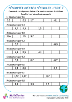 Décompter avec des décimales fiche 2