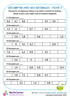 Décompter avec des décimales fiche 3