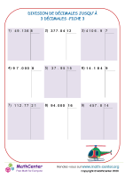 Division de décimales jusqu'à 3 décimales près fiche 3