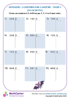 Division : à 3 chiffres par 1 chiffres - fiche 1 (sans reste)