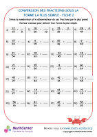 Conversion de fractions à la forme la plus simple fiche 2