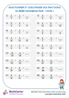 Additionner et soustraire des fractions (dénominateurs similaires) 1