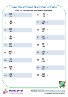 Simplification de fractions fiche 6