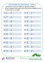 Soustraire des fractions - fiche 3