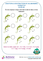 Salamandre - addition et soustraction jusqu'à 10 - fiche 2