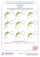 Salamandre - addition et soustraction amusantes jusqu'à 12 - fiche 1