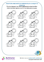 Grenouille - addition amusante jusqu'à 12 - fiche 1