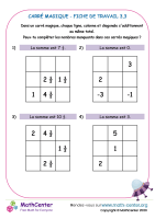 Carré magique - fiche de travail 3. 3
