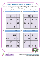 Carré magique - fiche de travail 4. 3