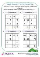 Carré magique - fiche de travail 4. 4