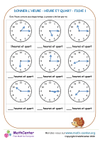 Donner l'heure - heure et quart fiche 1