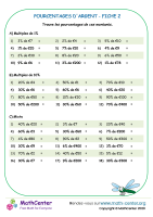 Pourcentages d'argent - fiche 2 (eur)