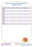 Tableau de multiplication vide à 10 x 10 #7