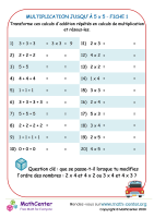 Multiplication jusqu'à 5 x 5 fiche 1