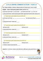 Le plus grand facteur commun fiche 1a