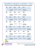 Ordonner les décimales à 1 décimale prés 1