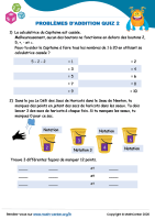 Problèmes d'addition quiz 2