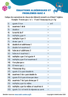 Équations algébriques et problèmes quiz 4