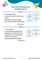 Fractions décimales et nombres quiz 8