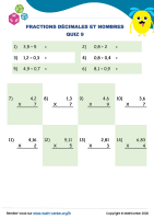 Fractions décimales et nombres quiz 9