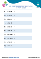 Les fractions en tant que partie du tout quiz 7