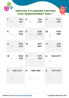 Addition à plusieurs chiffres avec regroupement quiz 1